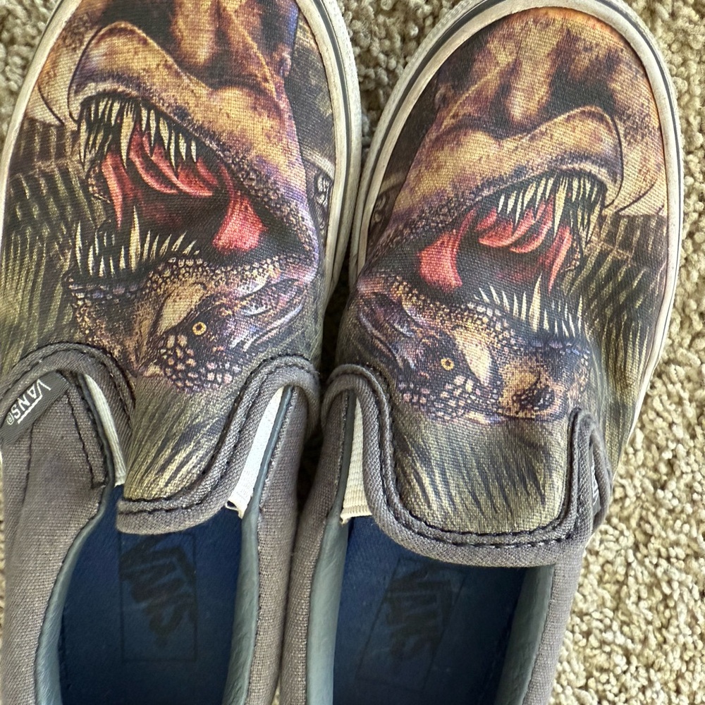 Vans Kids T-Rex Print Slip-On Sneakers